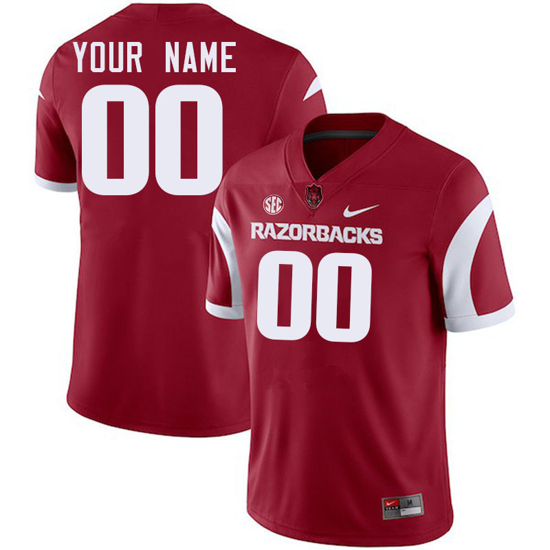 Custom Arkansas Razorbacks Name And Number Football Jersey-Retro Cardinal